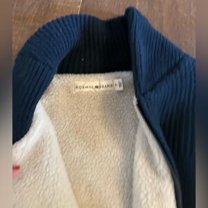 The Normal Brand Navy Crewneck Sweater with Cream Sherpa Lining